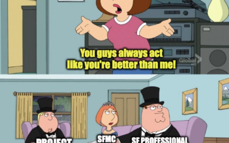 SFMC Developer: You guys always act like you're better than me! Project manager, SFMC Consultant and SF Professional Services: ...